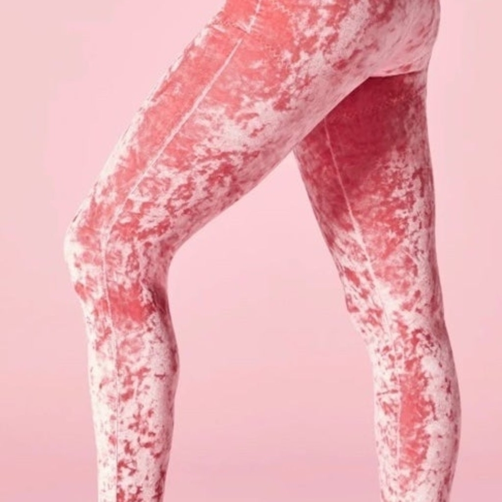 NEW YITTY pink velvet stretch leggings L